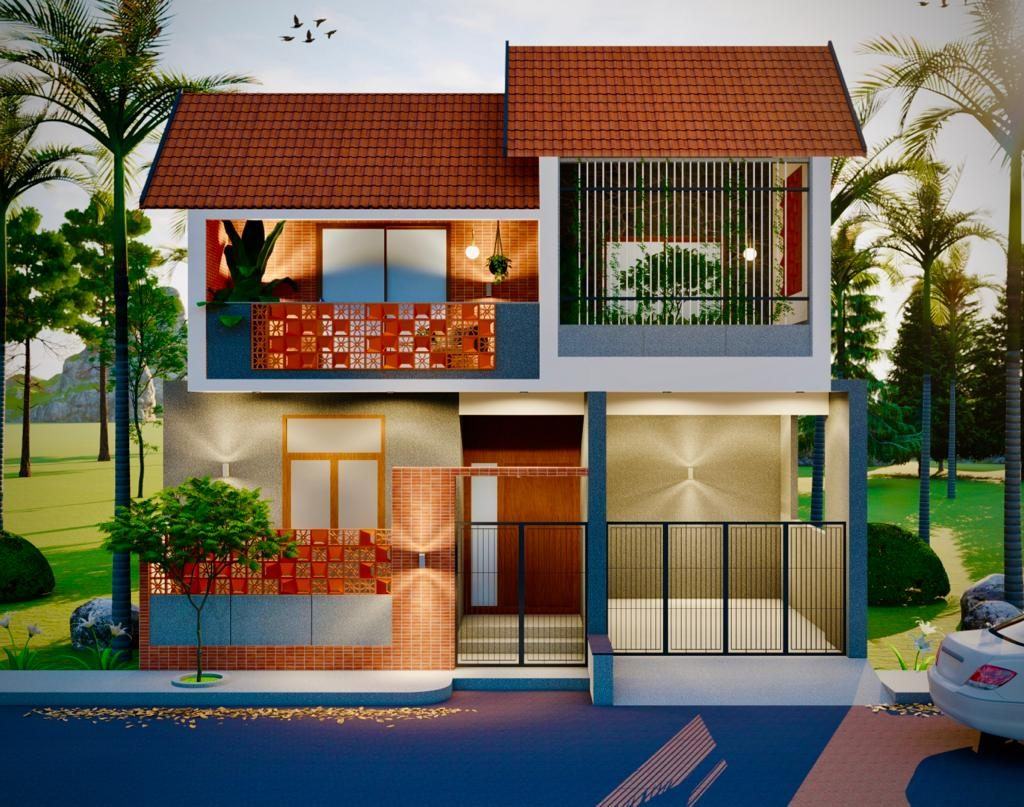 Terracotta Home — proposed elevation by Blankwall Studios, Bengaluru