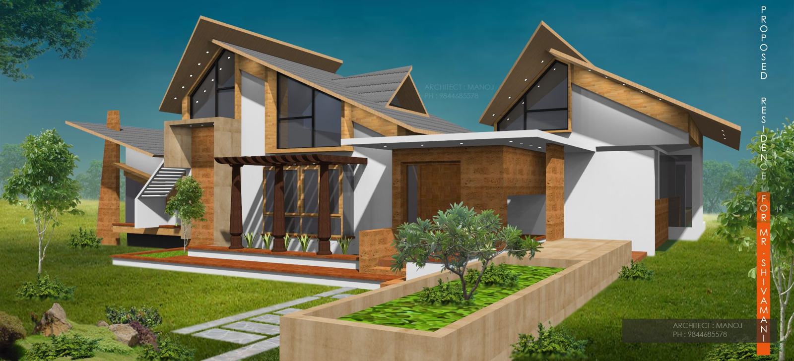 Gable Residence — proposed elevation by Blankwall Studios, Bengaluru